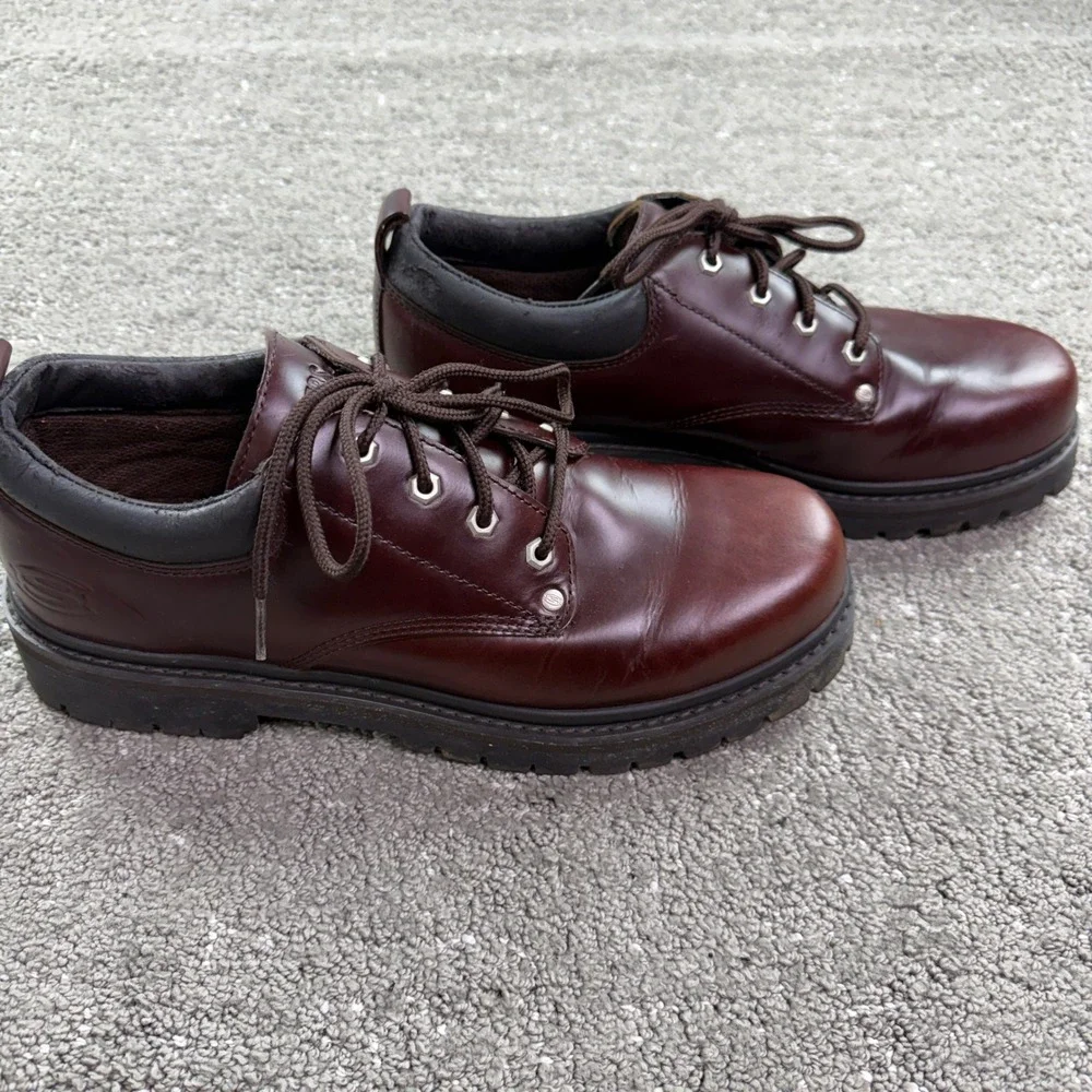 Skechers Alley Cats 7111 Mens 13 Brown Leather Oxford Chunky Lug Sole Y2K
